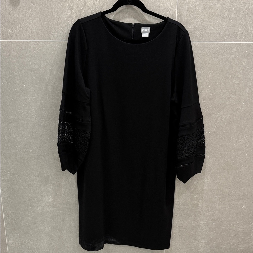 Chico's Black Long Sleeve Dress with detailed sleeves